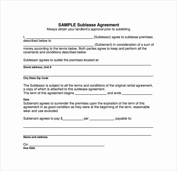 Commercial Sublease Agreement Template Lovely Sublease Agreement 18 Download Free Documents In Pdf Word
