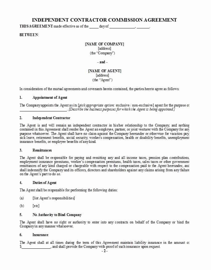 Commission Sales Agreement Template Unique 36 Free Mission Agreements Sales Real Estate Contractor