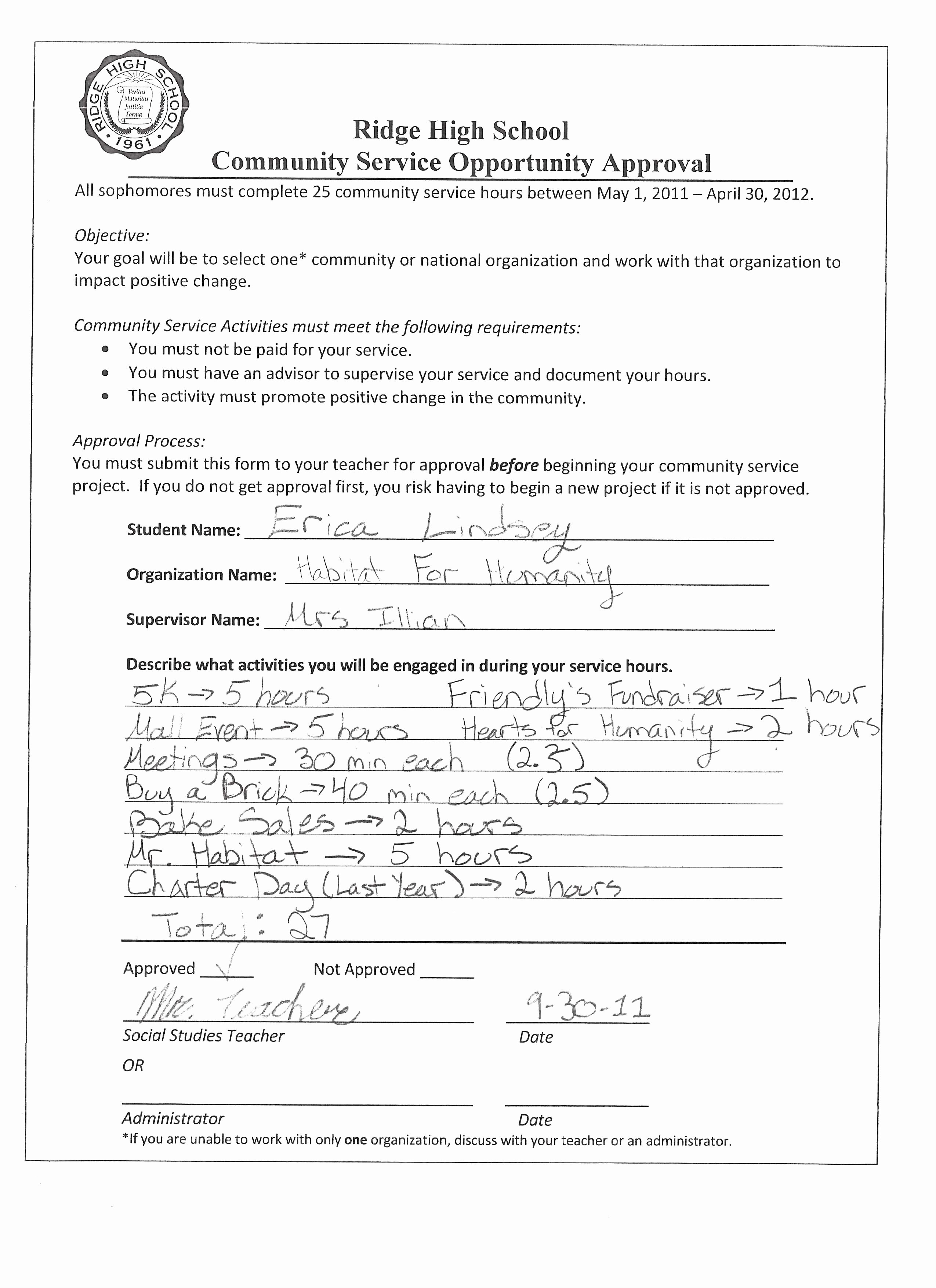 Community Service Hours form Template Luxury Munity Service form