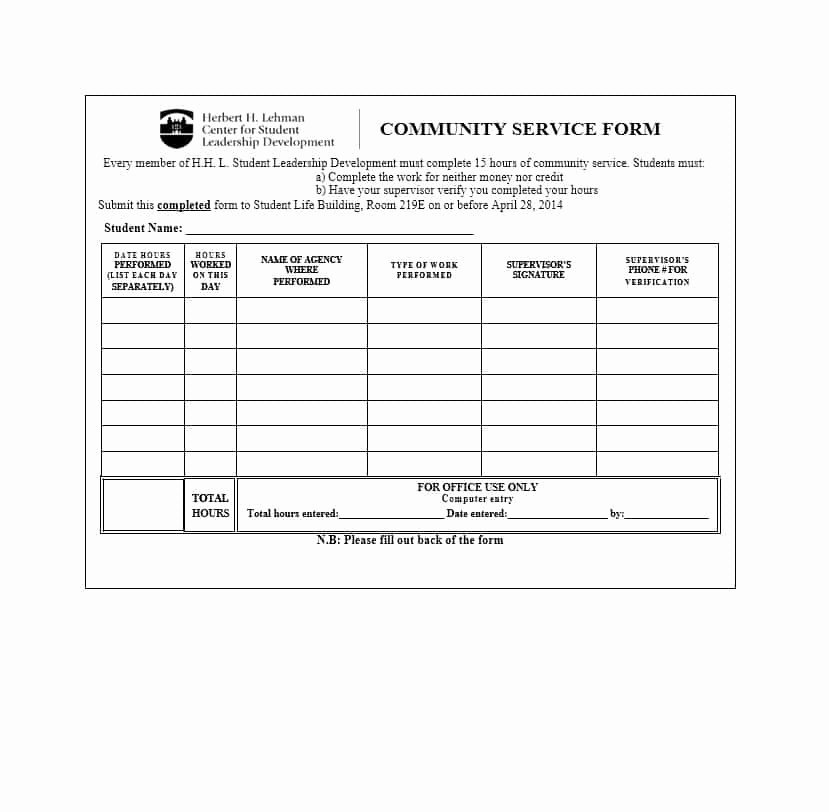 Community Service Hours form Template Luxury Munity Service Letter 40 Templates [ Pletion