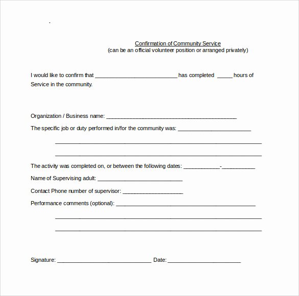 Community Service Hours form Template Unique Sample Service Hour form 13 Download Free Documents In