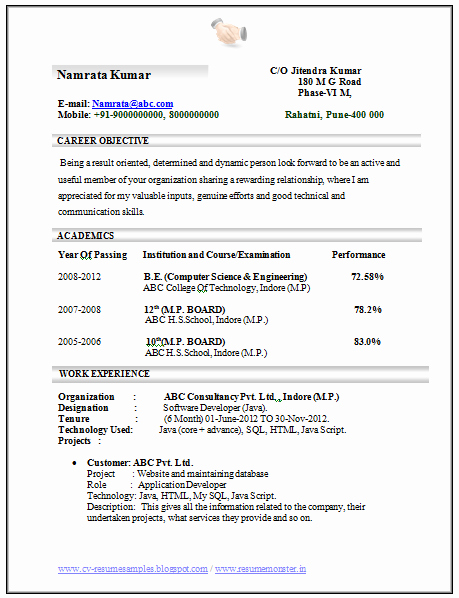 Computer Science Resume Template Fresh Over Cv and Resume Samples with Free Download