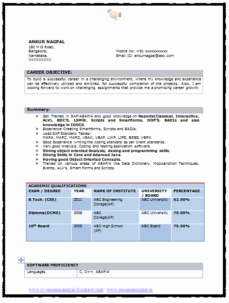 Computer Science Resume Template New Over Cv and Resume Samples with Free Download