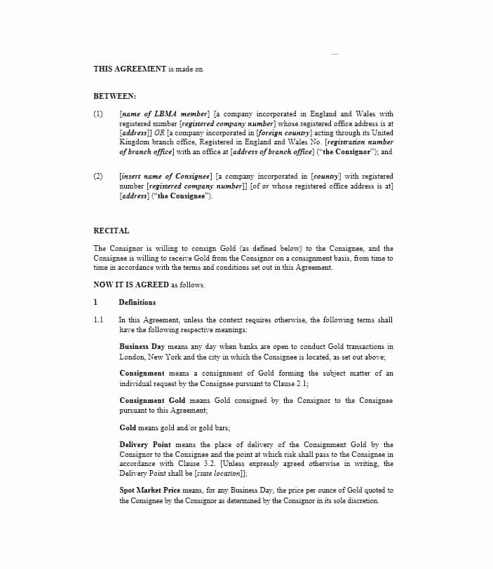 Consignment Agreement Template Free Awesome 40 Best Consignment Agreement Templates &amp; forms