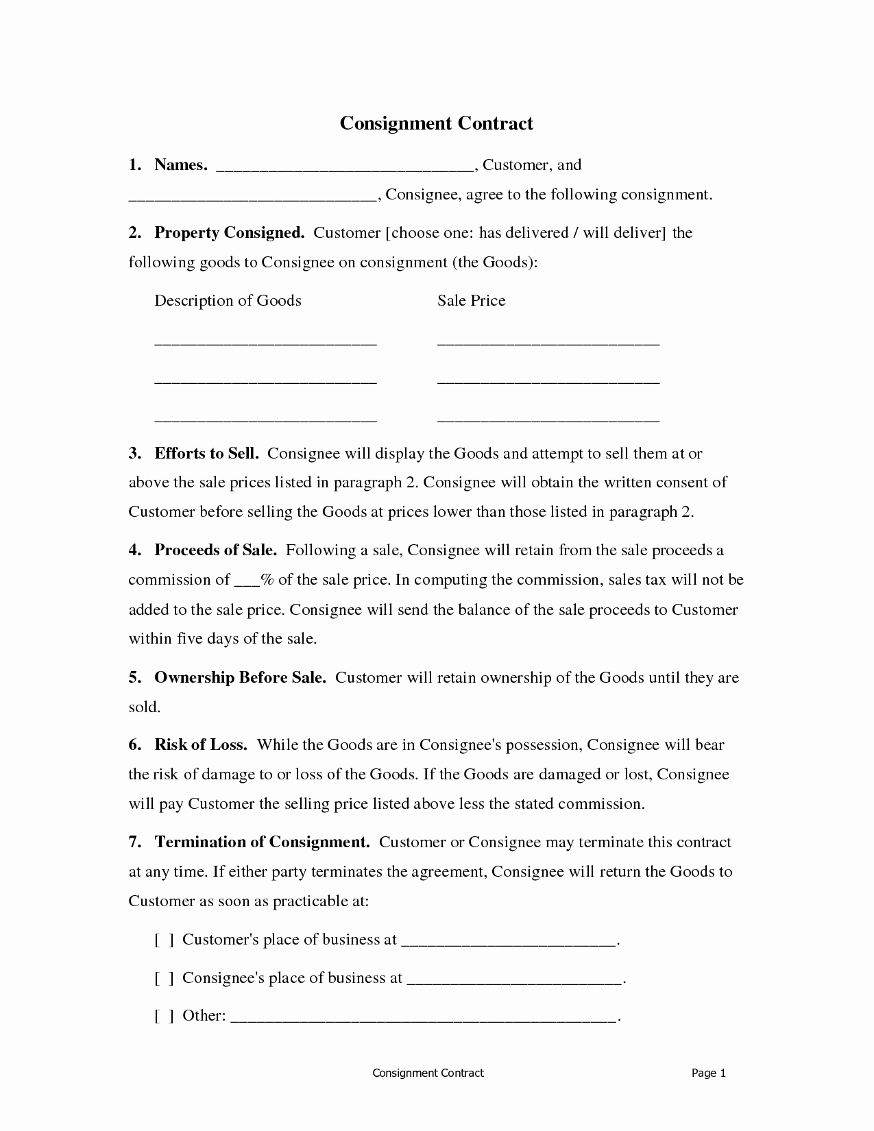 Consignment Agreement Template Free Awesome Consignment Agreement Template Free Printable Documents