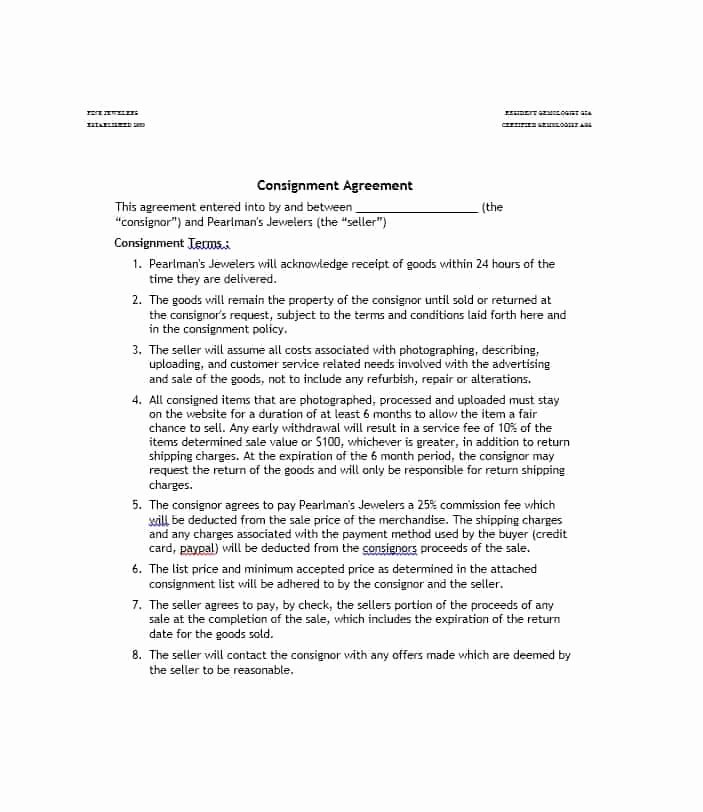 Consignment Agreement Template Free Best Of 40 Best Consignment Agreement Templates &amp; forms