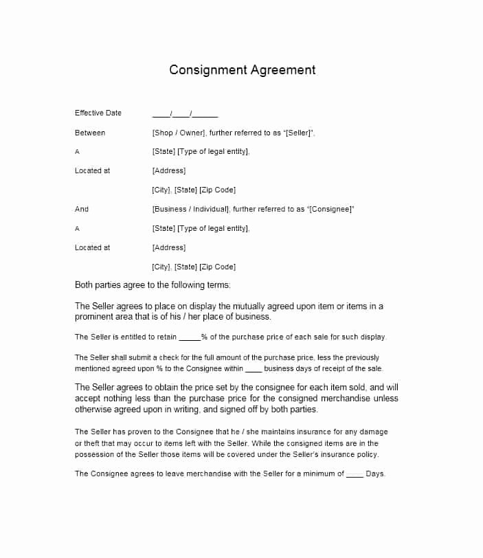 Consignment Agreement Template Free Elegant 40 Best Consignment Agreement Templates &amp; forms