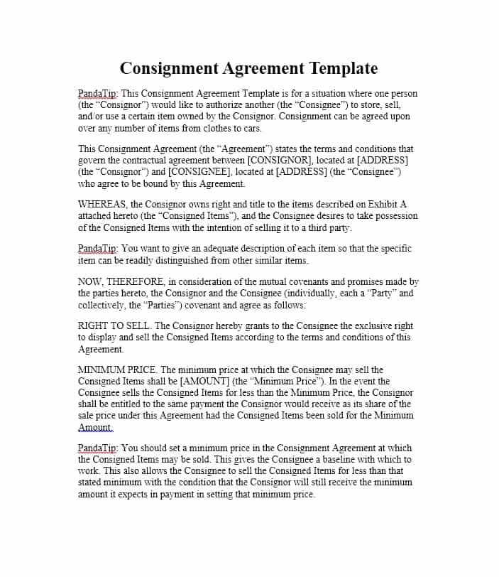 Consignment Agreement Template Free Fresh 40 Best Consignment Agreement Templates &amp; forms