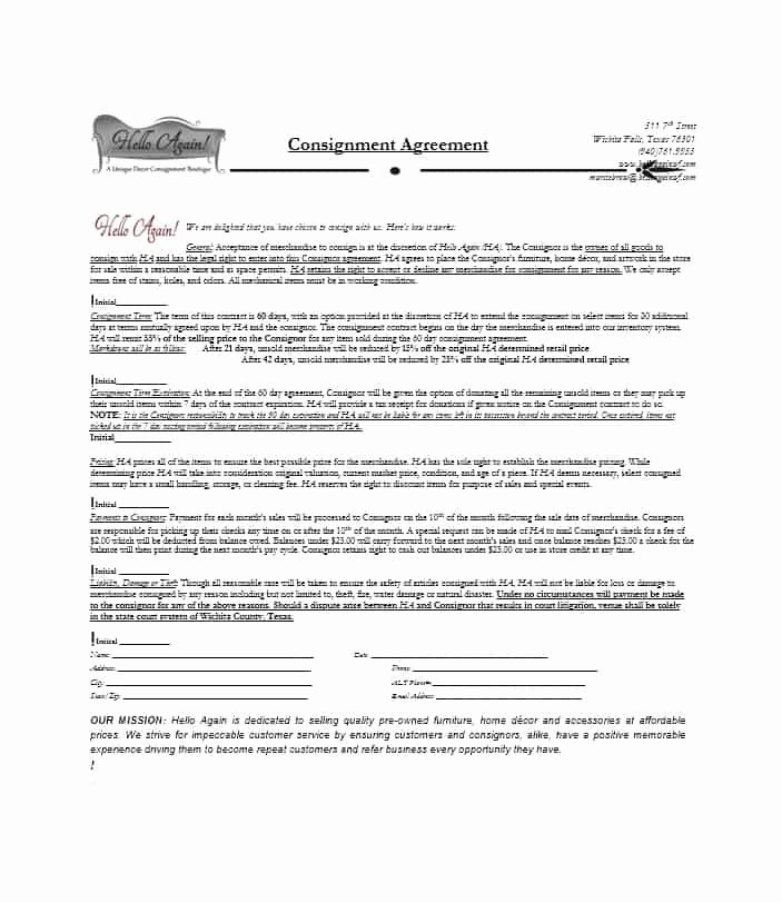 Consignment Agreement Template Free Inspirational 40 Best Consignment Agreement Templates &amp; forms
