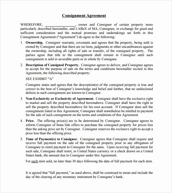 Consignment Agreement Template Free Unique Free 18 Sample Consignment Agreement Templates In Google