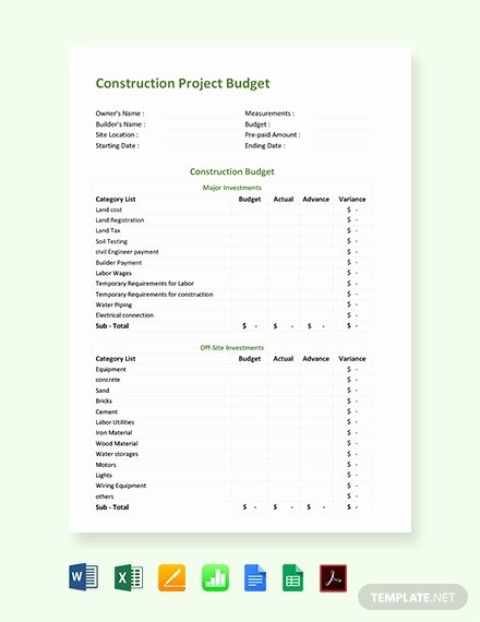 Construction Budget Template Excel Awesome 17 Project Bud Templates Docs Pdf Excel