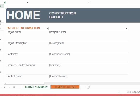 Construction Budget Template Excel Best Of Home Construction Bud Template for Excel