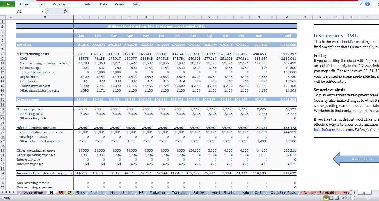 Construction Budget Template Excel Inspirational Construction Bud Template Cfotemplates