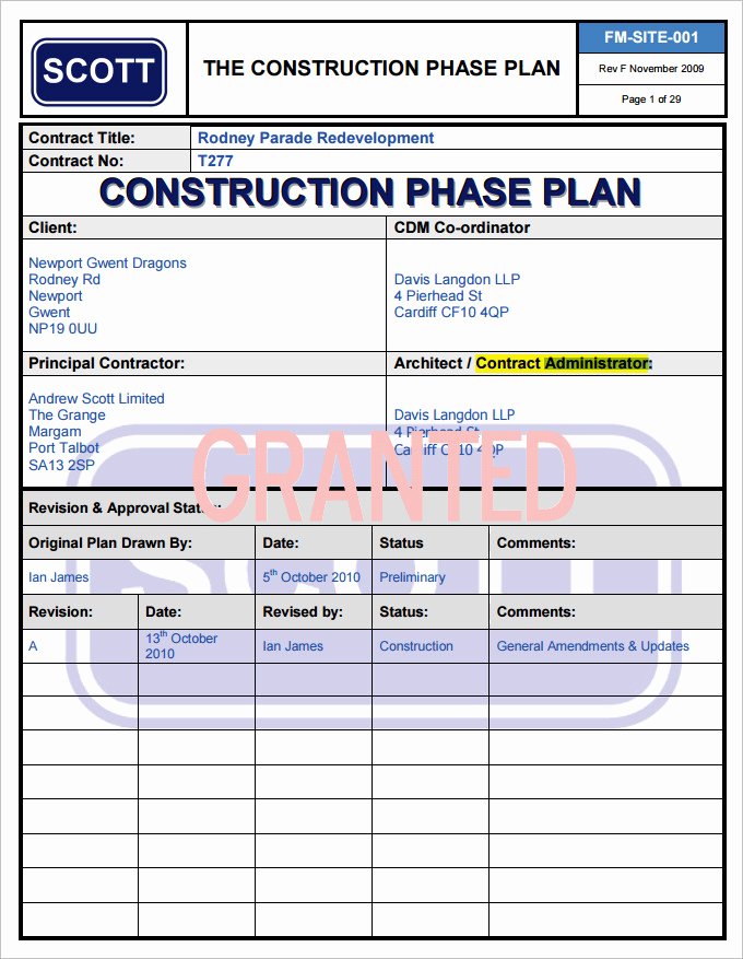 Construction Business Plan Template Beautiful 8 Construction Phase Plan Template Doc Pdf