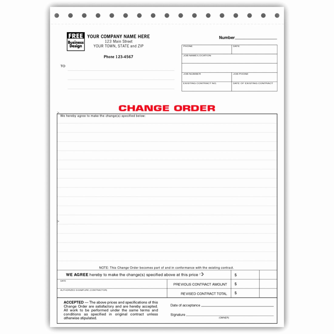 Construction Change order form Template Inspirational Contractor Change order forms 272 at Print Ez