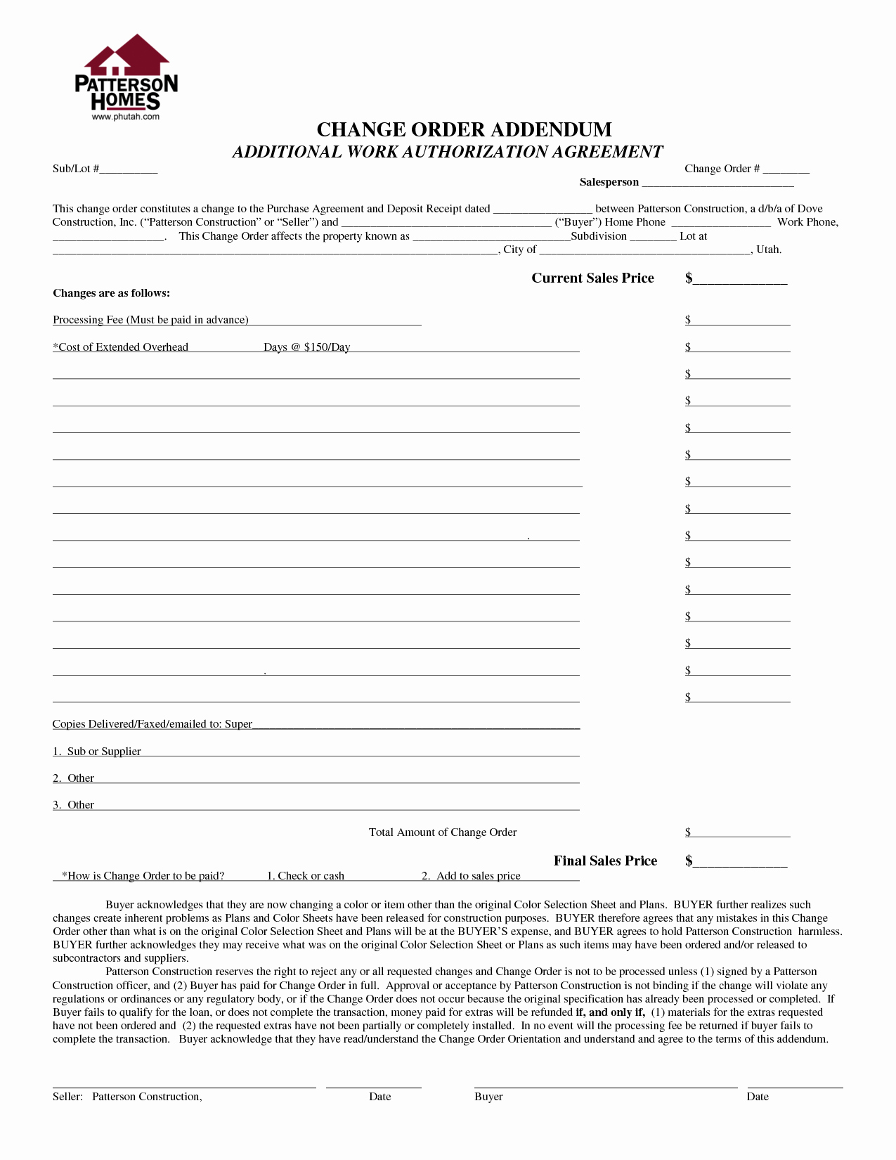 Construction Change order form Template Lovely 23 Of Change Work order Template