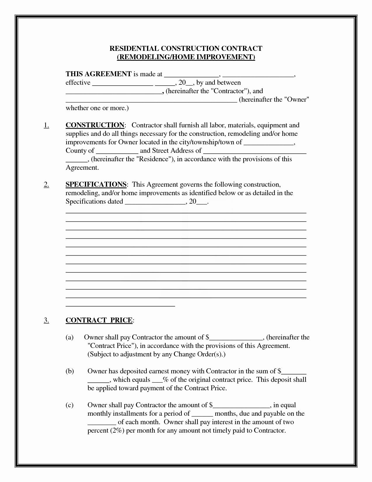 Construction Contract Template Free Awesome Pics Of Residential Construction Contracts