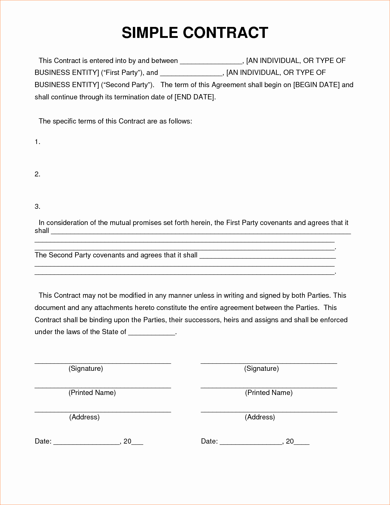 Construction Contract Template Free Lovely Simple Construction Contract Free Download