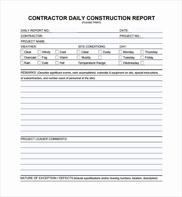 Construction Daily Report Template Awesome Sample Daily Work Report Template 22 Free Documents In