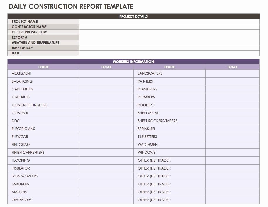 Construction Daily Report Template Lovely Construction Daily Report Template Excel