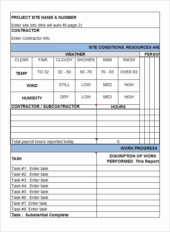 Construction Daily Report Template Lovely Daily Construction Report Template 25 Free Word Pdf