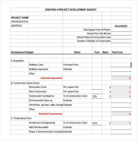 Construction Project Budget Template Fresh 15 Project Bud Template