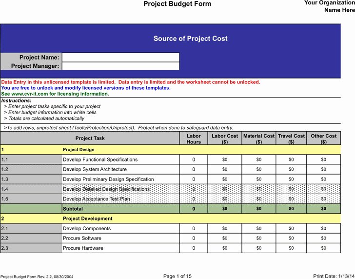 Construction Project Budget Template Inspirational Project Bud Template
