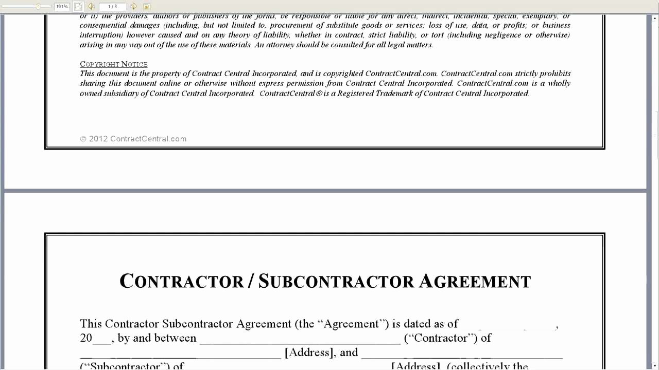 Construction Subcontractor Agreement Template Unique Contractor Subcontractor Agreement
