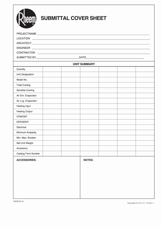 Construction Submittal Cover Sheet Template Unique Fillable Submittal Cover Sheet Printable Pdf