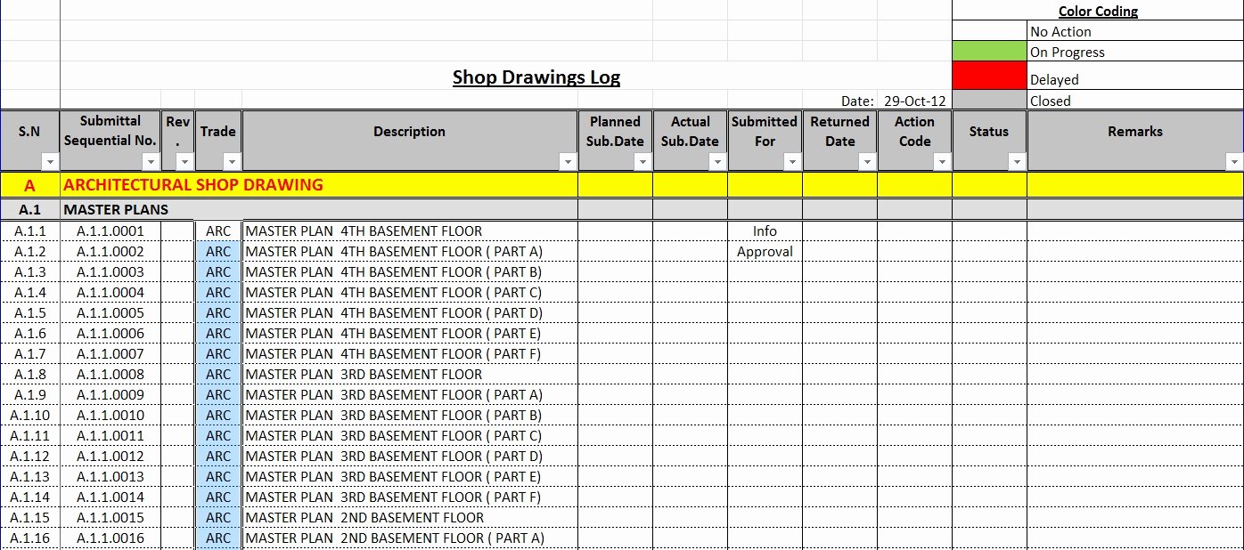Construction Submittal form Template Fresh How to Create A Shop Drawings Log with Sample File