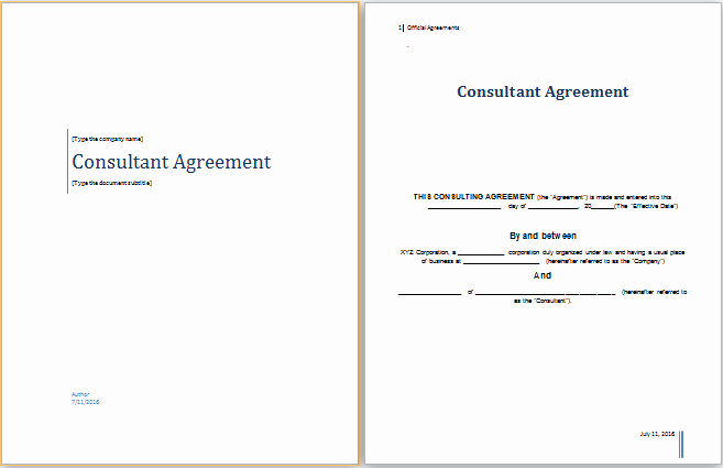 Consulting Agreement Template Free Luxury Consultant Agreement Template at Worddox