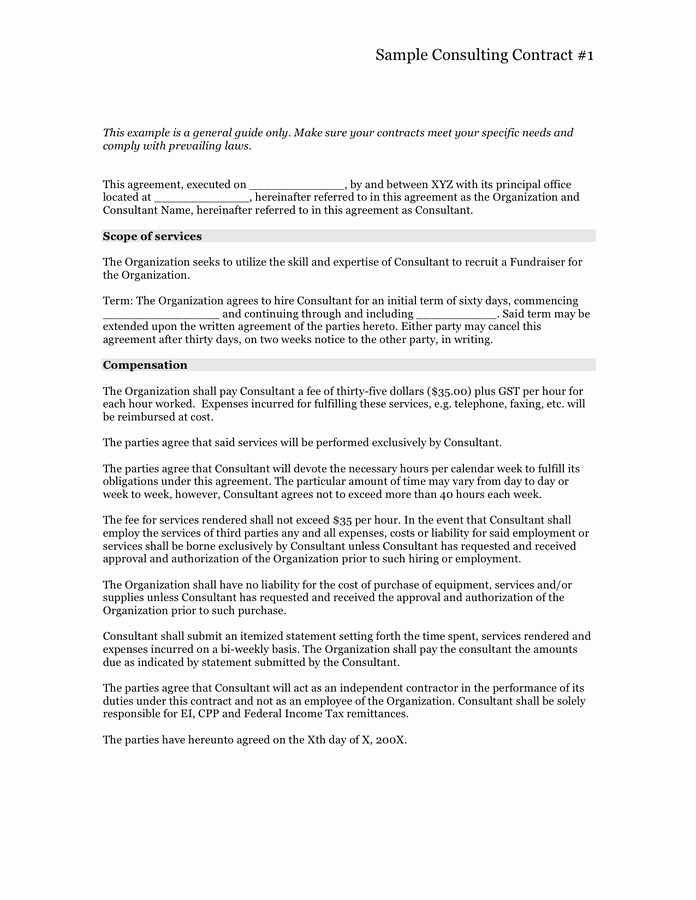 Consulting Agreement Template Free Luxury Consulting Contract Template In Word and Pdf formats