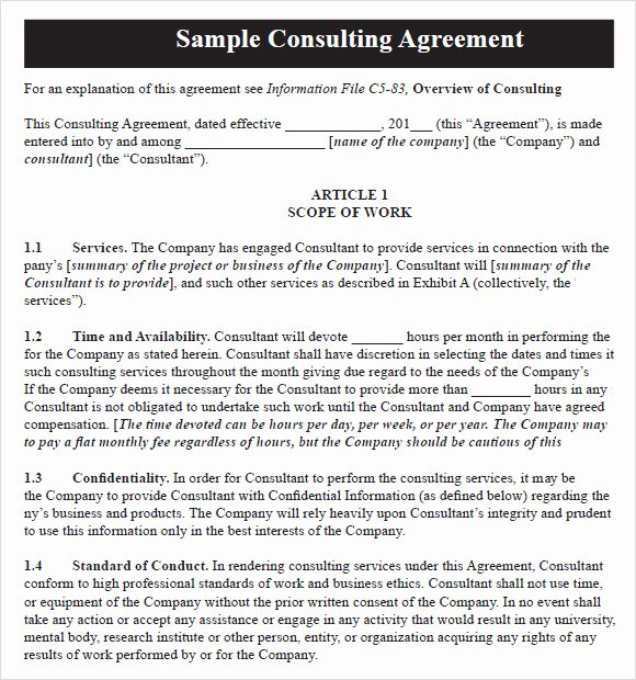 Consulting Agreement Template Word Best Of Sample Consulting Agreement 14 Documents In Pdf Word