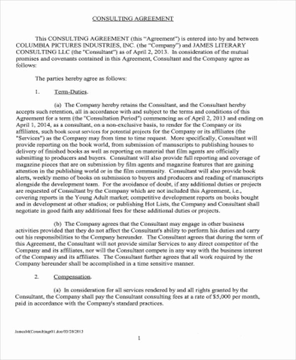 Consulting Agreement Template Word Elegant Simple Consulting Agreement Sample 13 Examples In Word Pdf