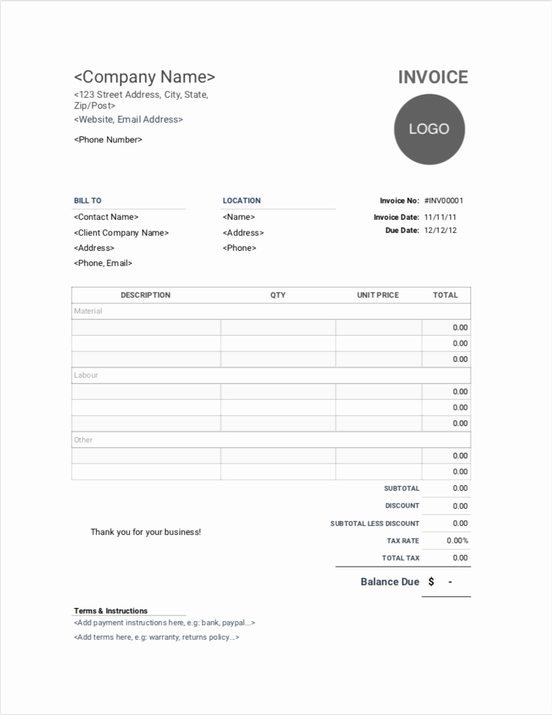 Contractor Invoice Template Free Best Of Contractor Invoice Templates Free Download