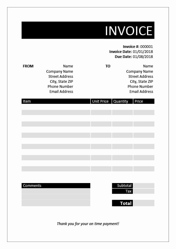 Contractor Invoice Template Free New Free Invoice Templates