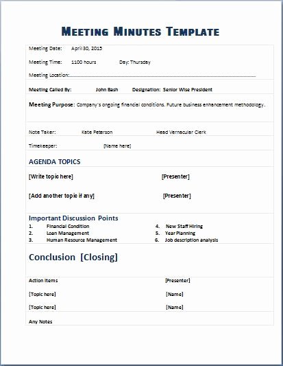 Corporate Minutes Template Word Lovely formal Meeting Minutes Template