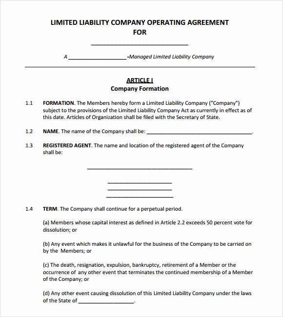 Corporation Operating Agreement Template Fresh 13 Sample Operating Agreements Pdf Word