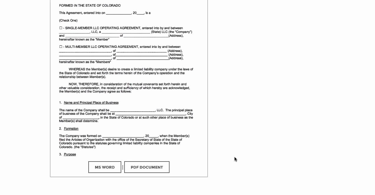 Corporation Operating Agreement Template Inspirational Free Colorado Llc Operating Agreement Template