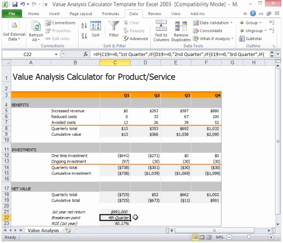 Cost Benefit Analysis Template Excel Unique 26 Of Free Cost Savings Presentation Template In