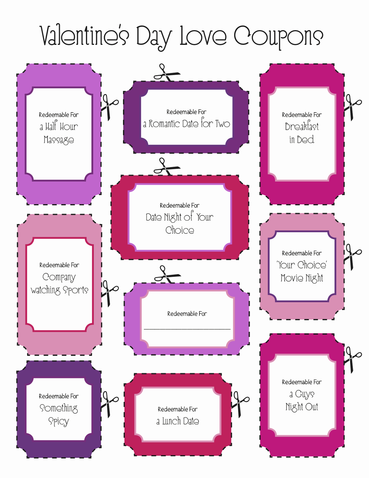 Coupon Book for Boyfriend Template Beautiful sincerely Jenna Marie Printable Valentine S Day Coupons