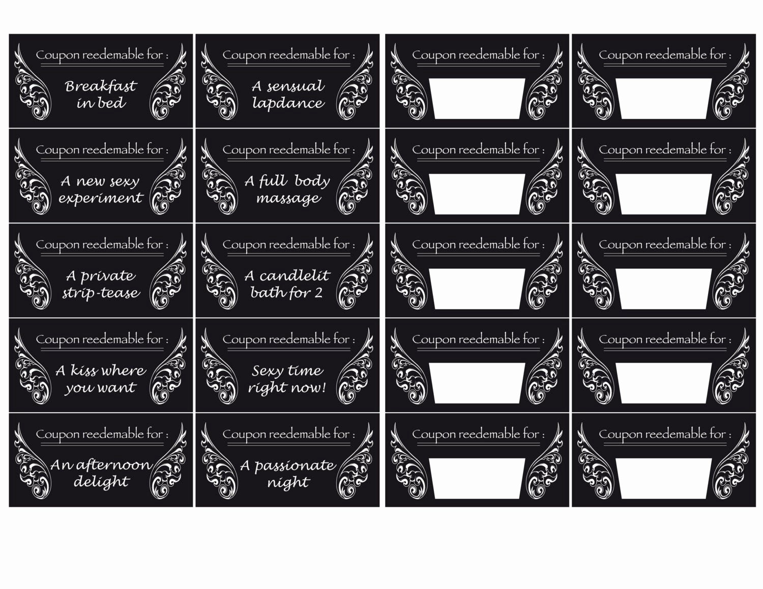 Coupon Book for Boyfriend Template Lovely Printable Naughty Love Coupons Black White Instant