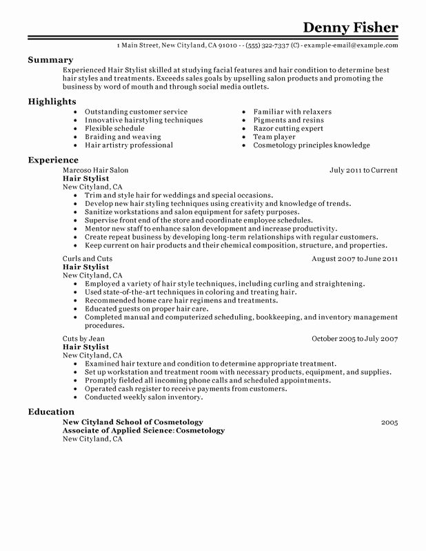 Creative Hair Stylist Resume Templates New Hair Stylist Resume Examples – Free to Try today