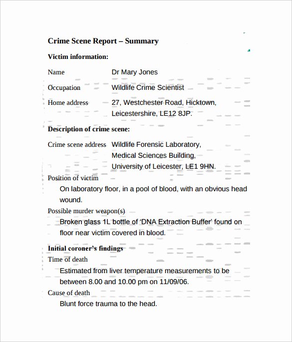 Crime Scene Report Template Fresh 11 Sample Crime Reports Pdf Word