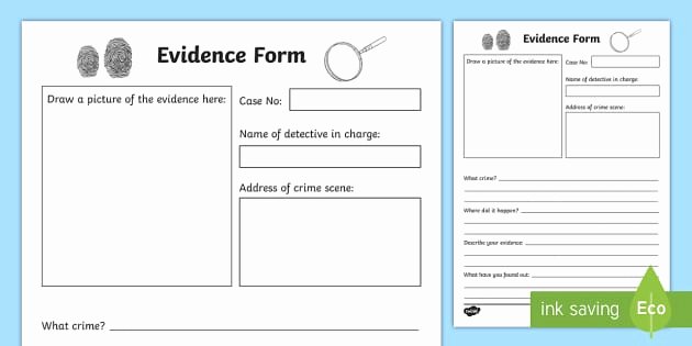 Crime Scene Report Template Lovely Detective Role Play Evidence form Detectives Roleplay