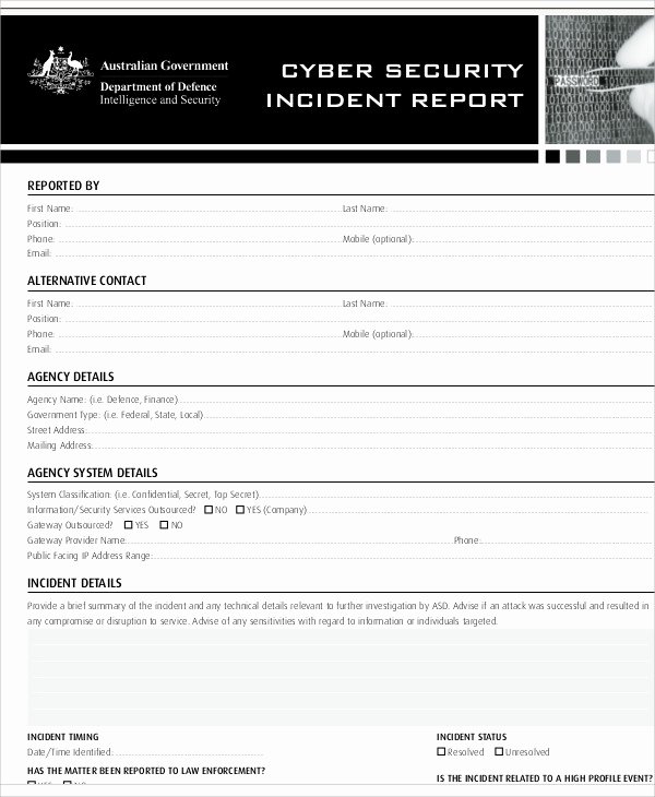 Cyber Security Incident Report Template Inspirational 10 Sample Security Incident Reports Pdf Word Pages