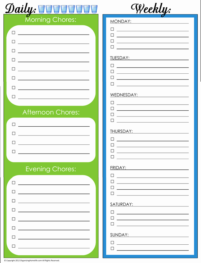 Daily Chore Chart Template Awesome 31 Days Of Home Management Binder Printables Day 4 Daily