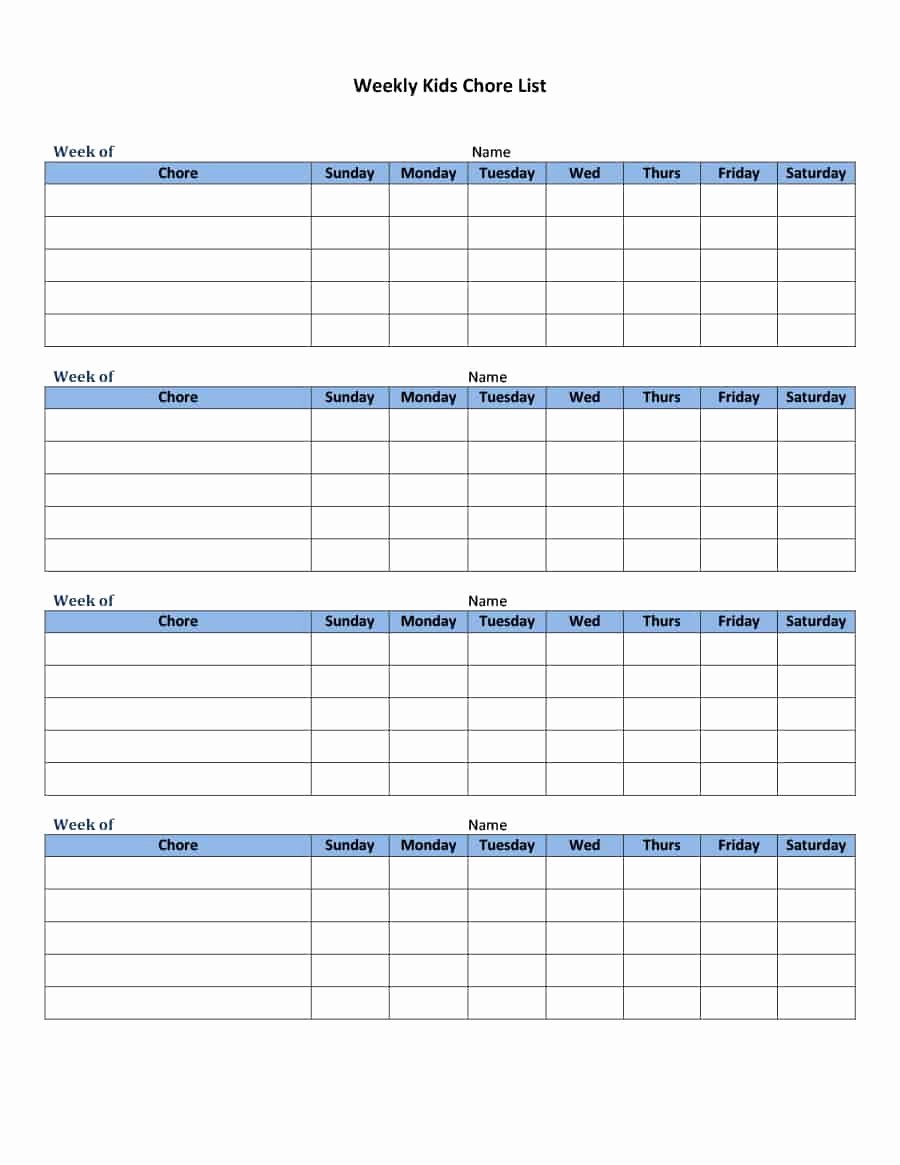 Daily Chore Chart Template Best Of 43 Free Chore Chart Templates for Kids Template Lab