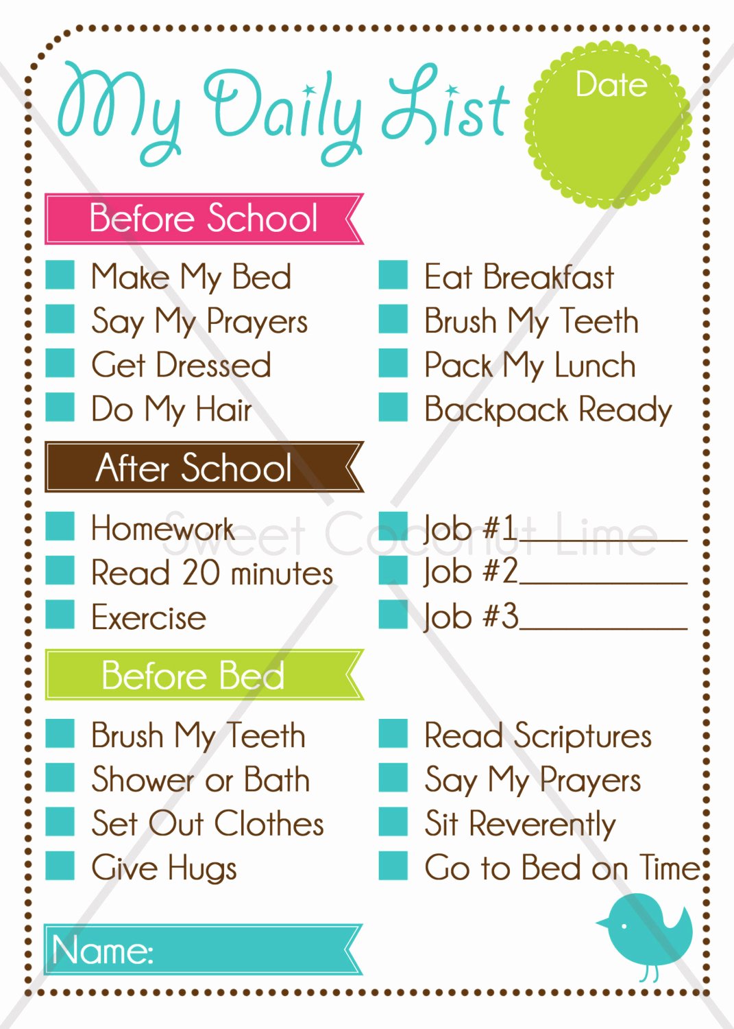 Daily Chore Chart Template Elegant Kid S Editable Daily List and Chore Chart