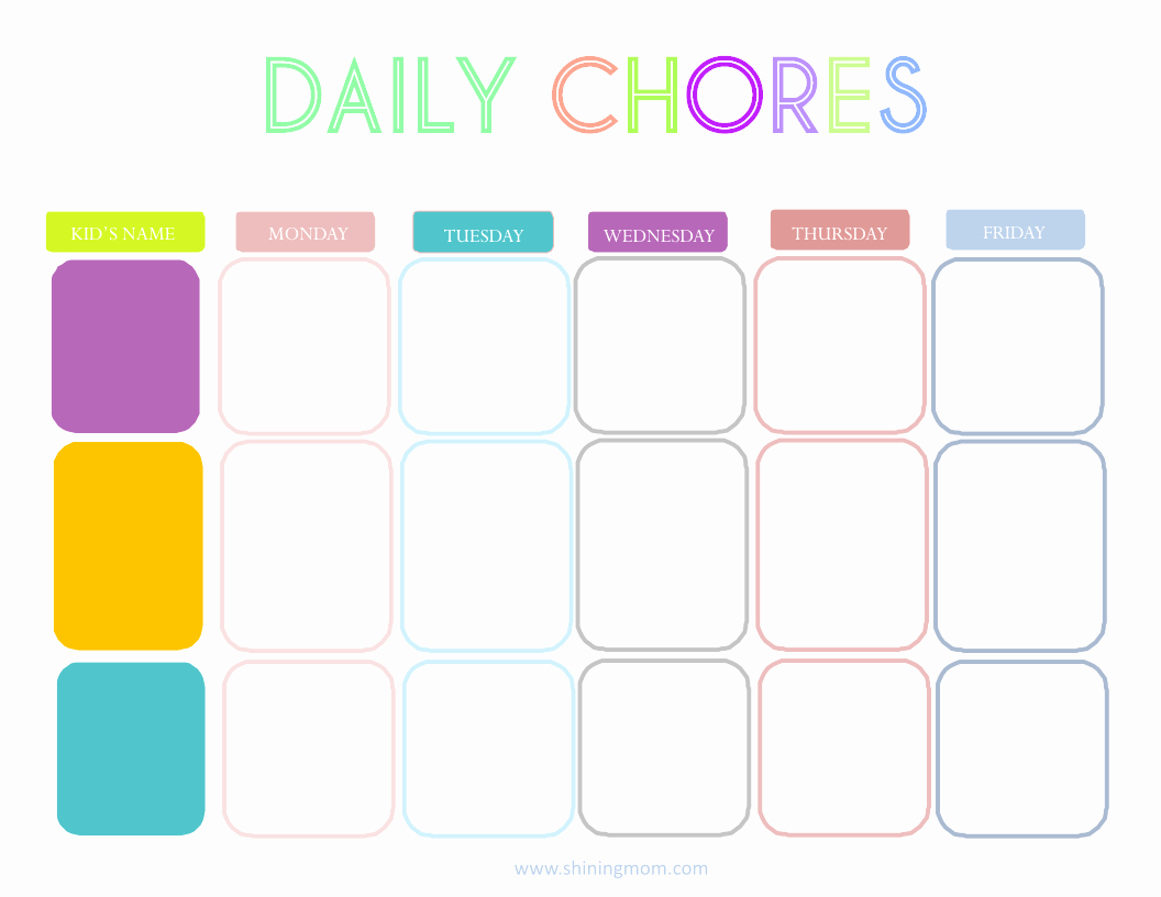 Daily Chore Chart Template Elegant Printable Charts for Chores